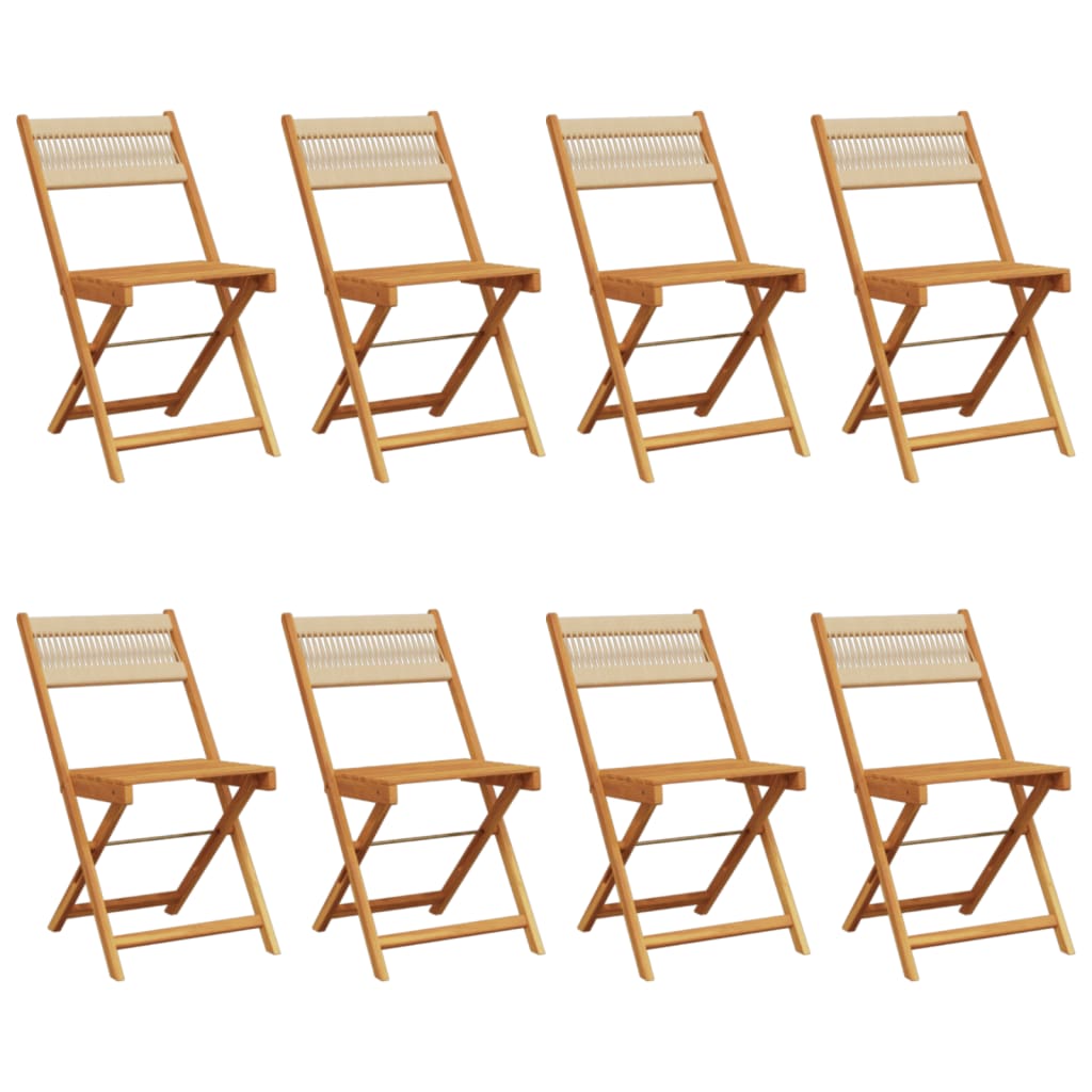 Folding Garden Chairs 8 pcs Beige Solid Wood Acacia
